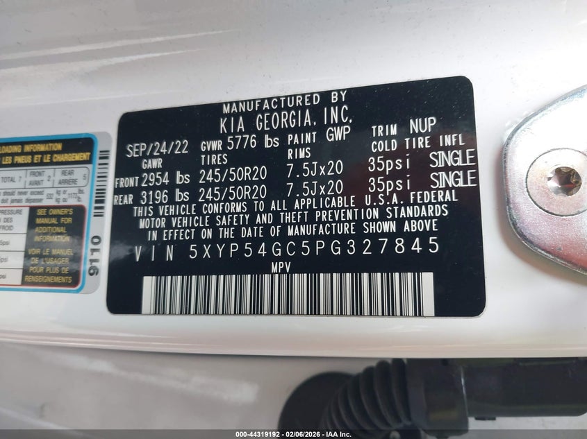 2023 Kia Telluride Sx VIN: 5XYP54GC5PG327845 Lot: 44319192