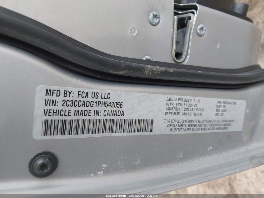 2023 CHRYSLER 300 3.6L V-6 DOHC, VVT, (VIN: 2C3CCADG1PH542056