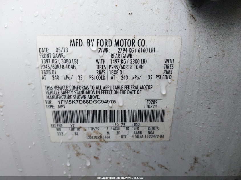 2013 FORD EXPLORER SPORT UTILITY VEHICLE 3.5L V-6 DOHC, VVT, 290HP