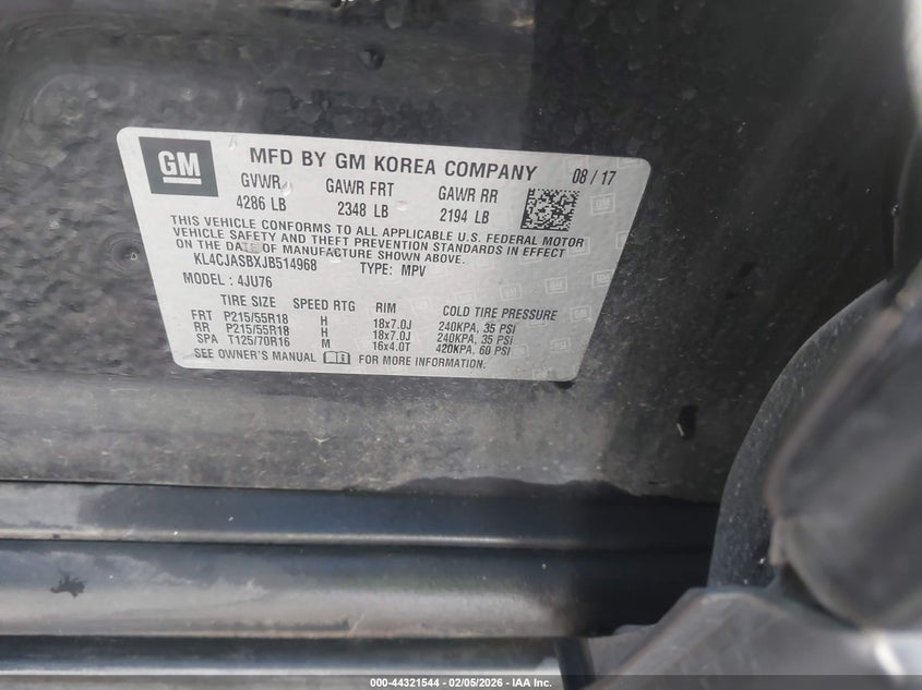 KL4CJASBXJB514968 2018 Buick Encore 1.4 Preferred black