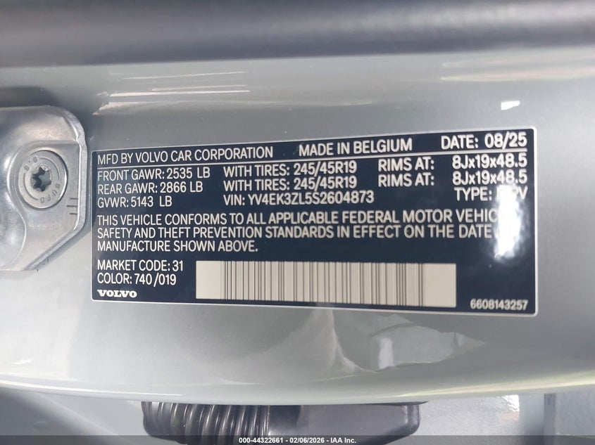 2025 Volvo Ex30 Ultra Twin Motor Performance, Fully Electric VIN: YV4EK3ZL5S2604873 Lot: 44322661