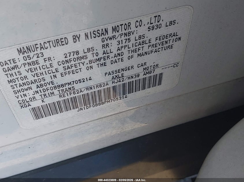 2023 NISSAN ARIYA ELECTRIC(VIN: JN1DF0BB8PM705214