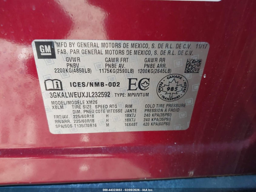 VIN 3GKALWEUXJL232592 2018 GMC TERRAIN SLT DIESEL