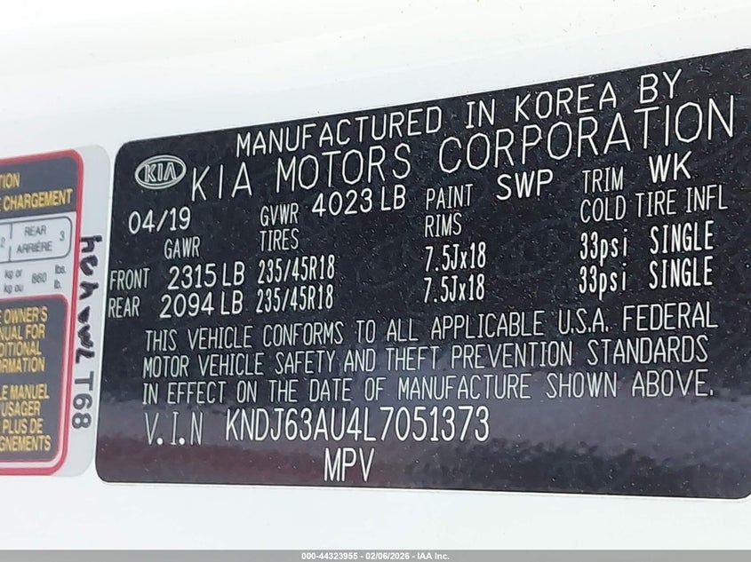 2020 Kia Soul Gt-Line VIN: KNDJ63AU4L7051373 Lot: 44323955