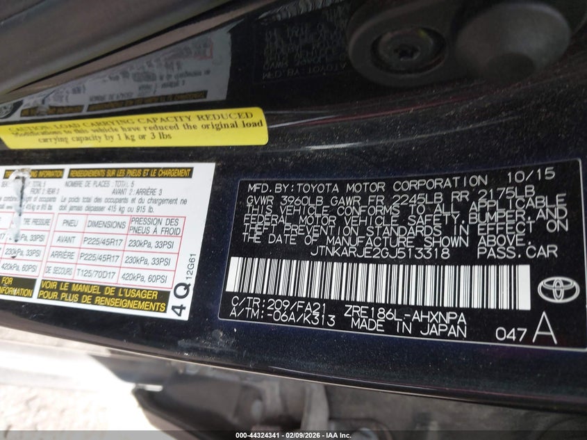 2016 Scion Im VIN: JTNKARJEUGJ513318 Lot: 44324341