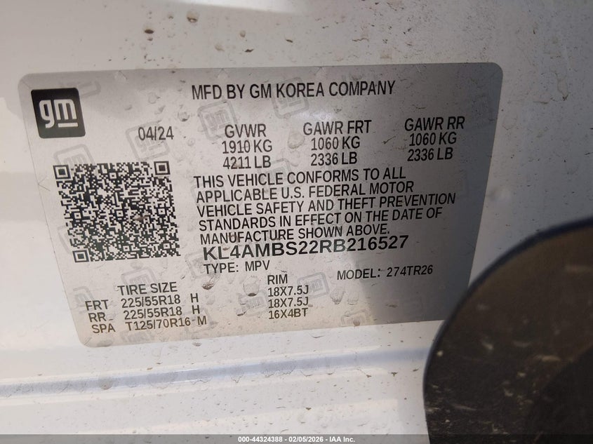 2024 Buick Encore Gx Preferred Fwd VIN: KL4AMBS22RB216527 Lot: 44324388