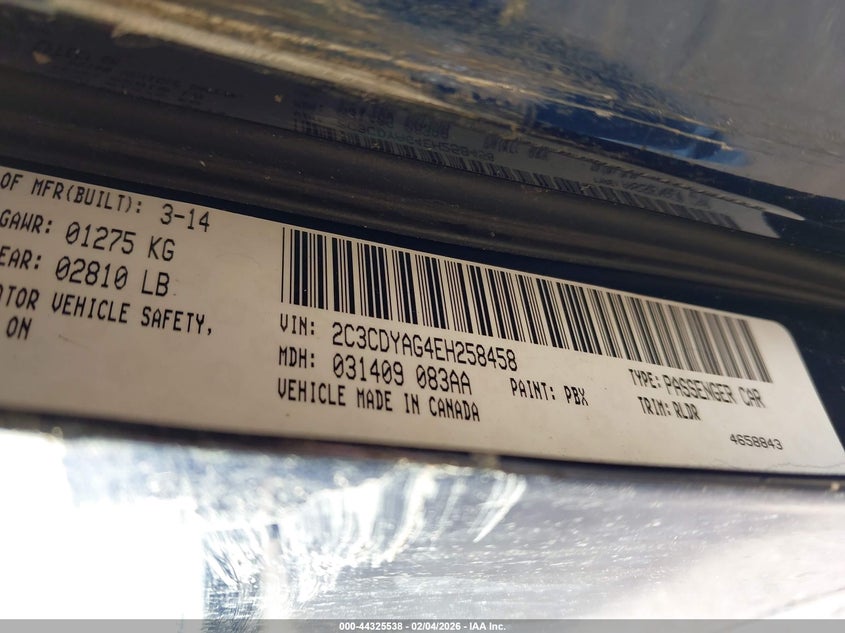 2014 Dodge Challenger Sxt Plus VIN: 2C3CDYAG4EH258458 Lot: 44325538