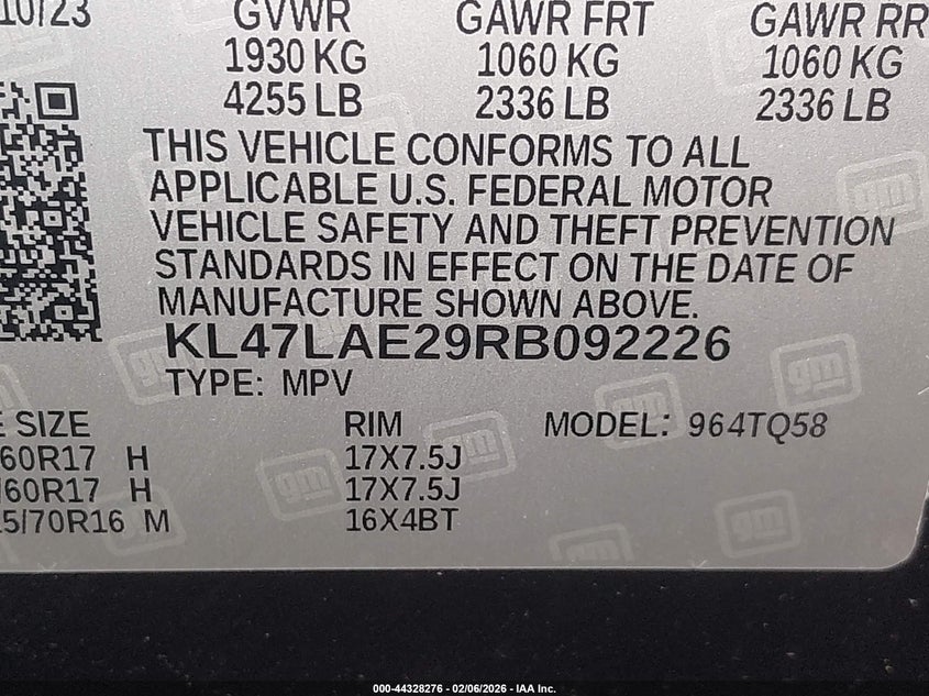 2024 Buick Envista Preferred Fwd VIN: KL47LAE29RB092226 Lot: 44328276