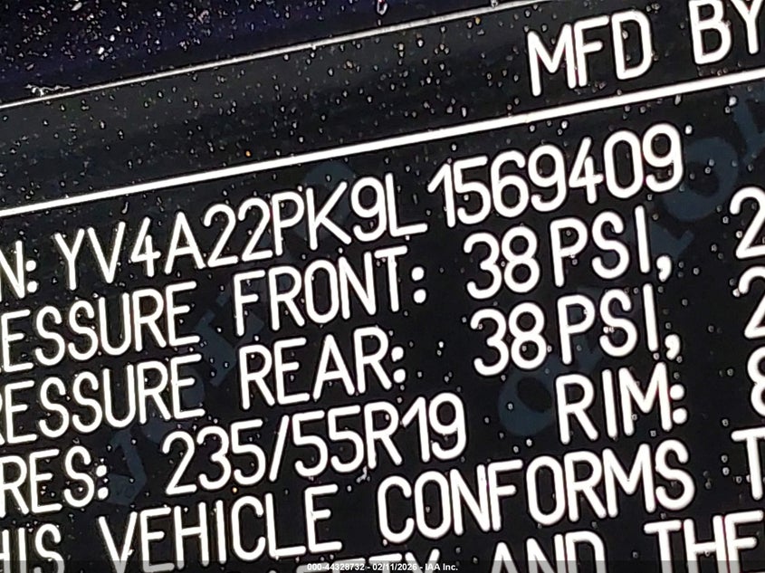 2020 Volvo Xc90 T6 Momentum 7 Passenger VIN: YV4A22PK9L1569409 Lot: 44328732