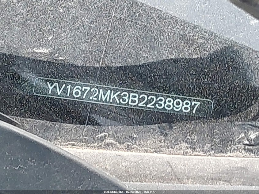 2011 Volvo C30 T5 (Retail Only) VIN: YV1672MK3B2238987 Lot: 44330165