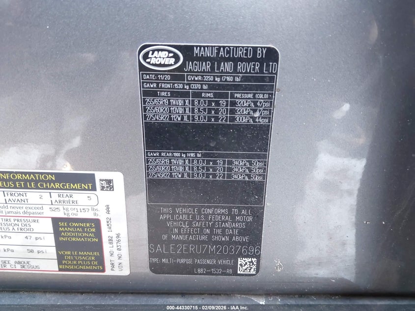 2021 Land Rover Defender 110 X-Dynamic Se VIN: SALE2ERU7M2037696 Lot: 44330715