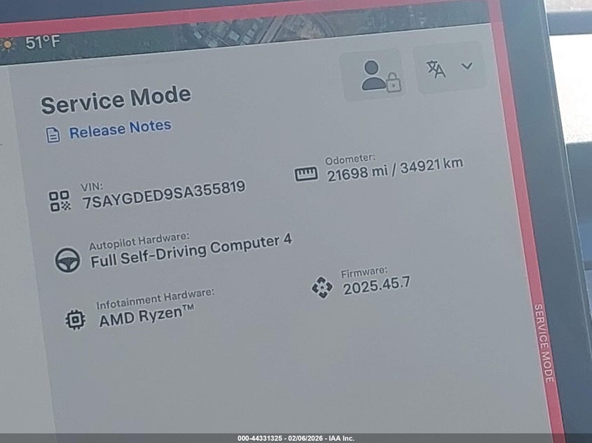 VIN: 7SAYGDED9SA355819 2025 TESLA MODEL Y LONG RANGE SINGLE MOTOR REAR-WHEEL DRIVE