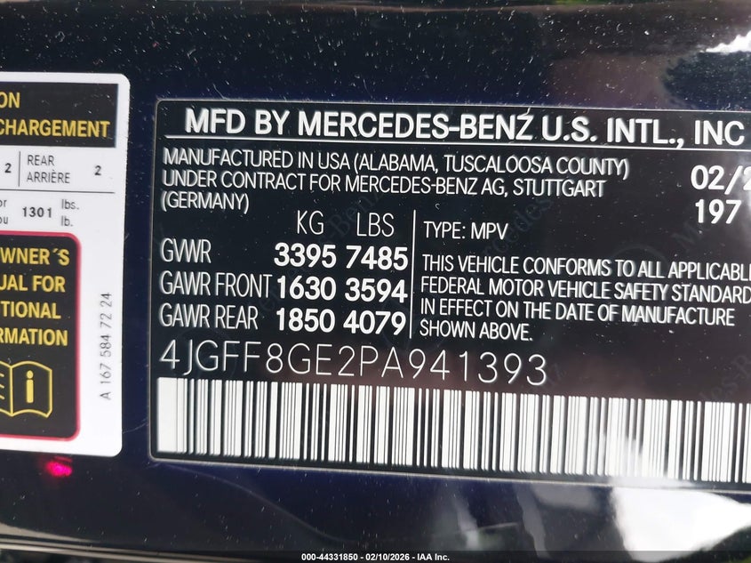 2023 Mercedes-Benz Gls 580 4Matic VIN: 4JGFF8GE2PA941393 Lot: 44331850