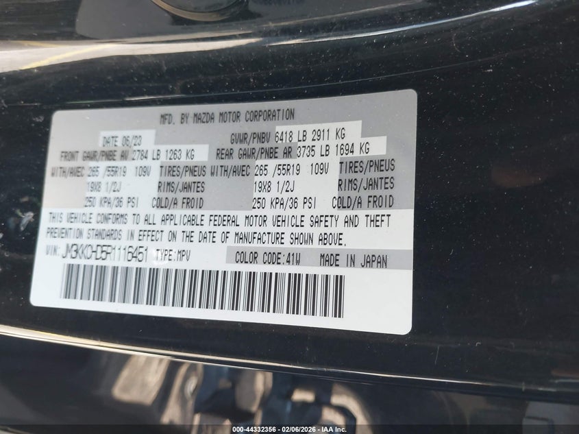 VIN JM3KKCHD5R1116451 2024 MAZDA CX-90 3.3 TURBO PREFERRED PLUS