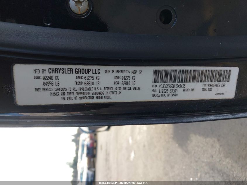 2013 Dodge Challenger Sxt VIN: 2C3CDYAG1DH692190 Lot: 44335641