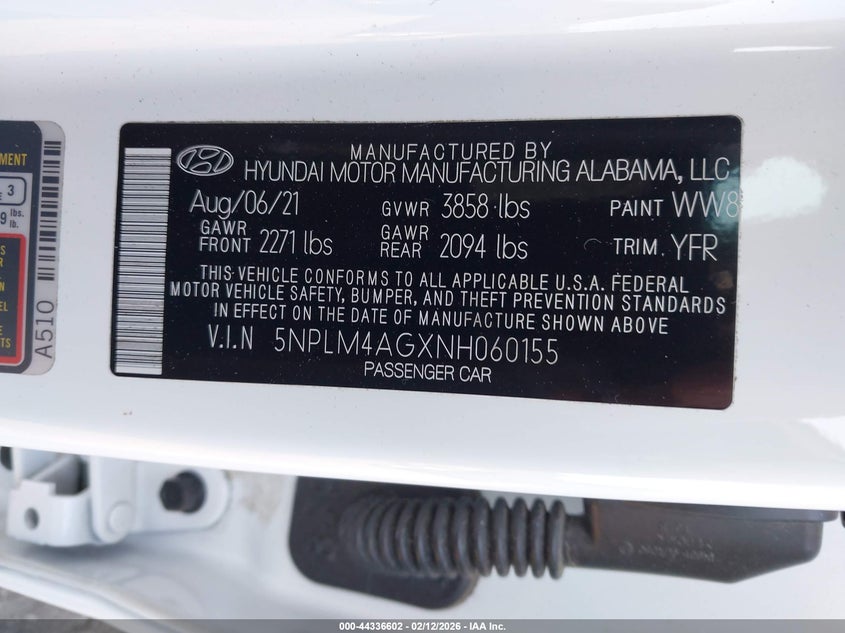 2022 Hyundai Elantra Sel VIN: 5NPLM4AGXNH060155 Lot: 44336602