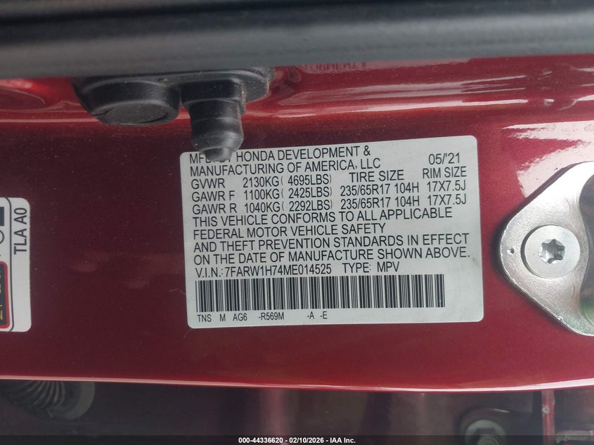 2021 Honda Cr-V 2Wd Special Edition VIN: 7FARW1H74ME014525 Lot: 44336620