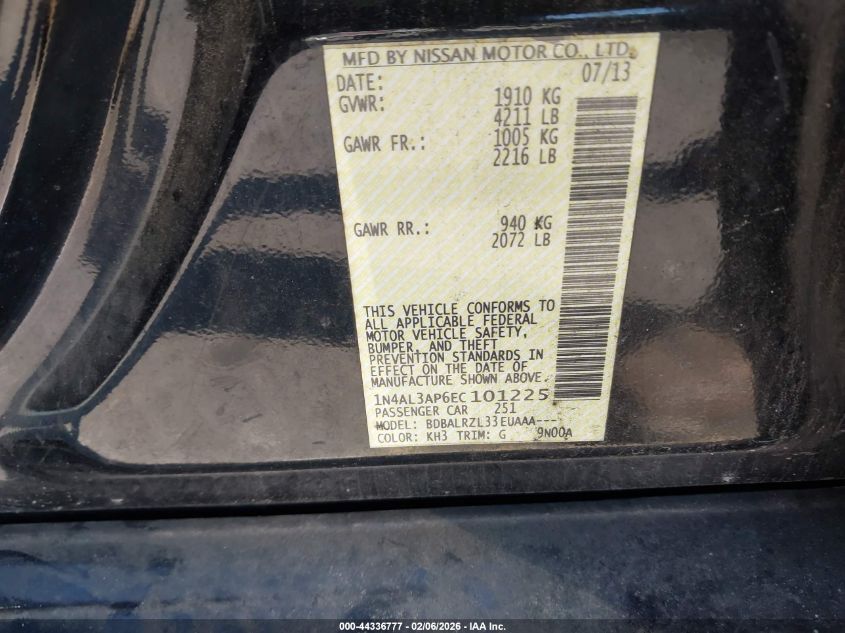 2014 Nissan Altima 2.5 S VIN: 1N4AL3AP6EC101225 Lot: 44336777