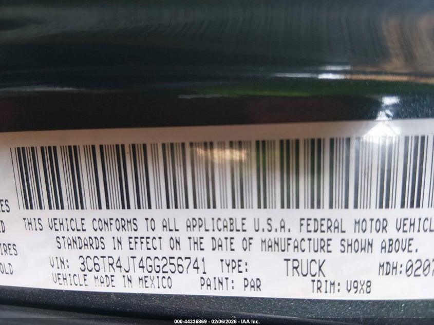 2016 Ram 2500 Slt VIN: 3C6TR4JT4GG256741 Lot: 44336869