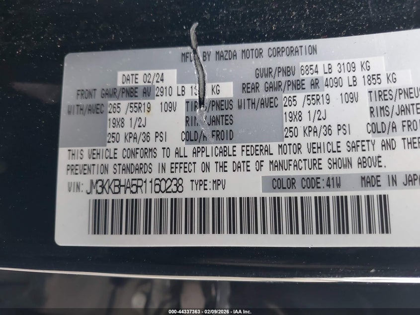 2024 Mazda Cx-90 Phev Preferred VIN: JM3KKBHA5R1160238 Lot: 44337363