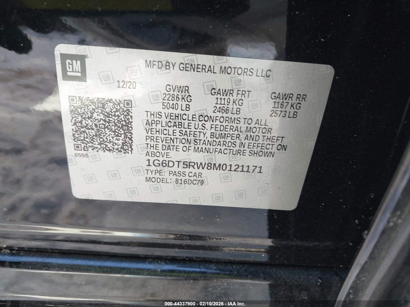 2021 Cadillac Ct5 Premium Luxury VIN: 1G6DT5RW8M0121171 Lot: 44337900