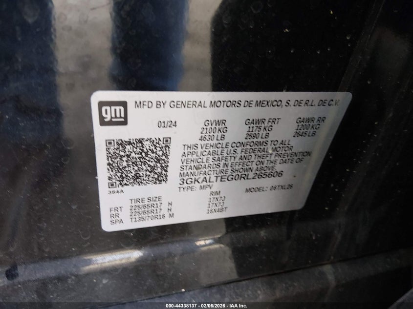 2024 GMC TERRAIN 1.5L I-4 DI, DOHC, V(VIN: 3GKALTEG0RL265606