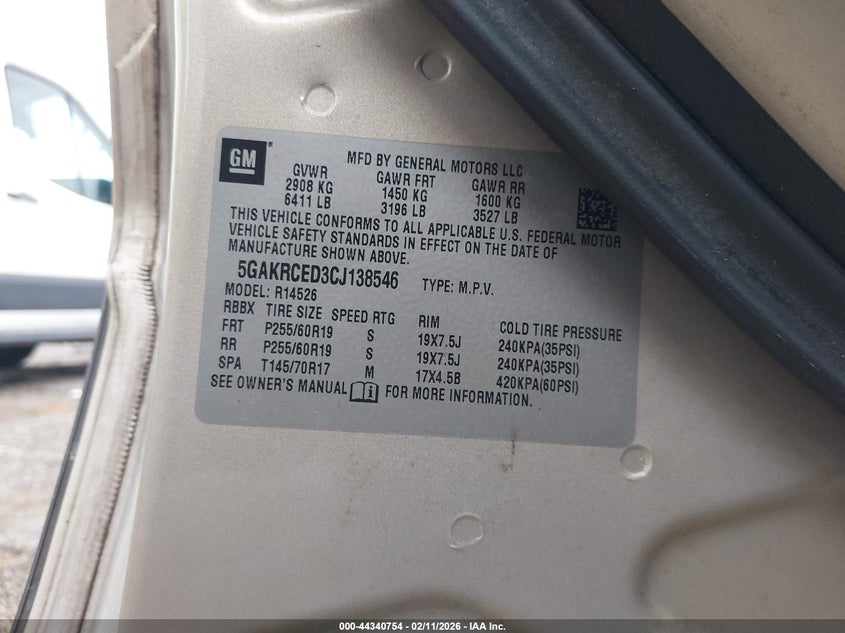 5GAKRCED3CJ138546 2012 Buick Enclave 3.6 Leather beige