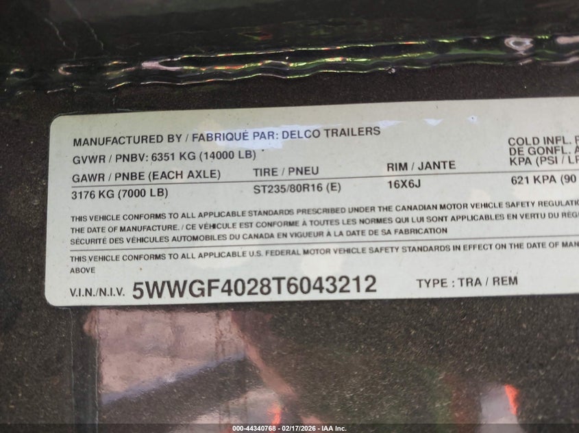 2026 OTHER DELCO FLATBED TRAILER | 5WWGF4028T6043212 | Bid Export