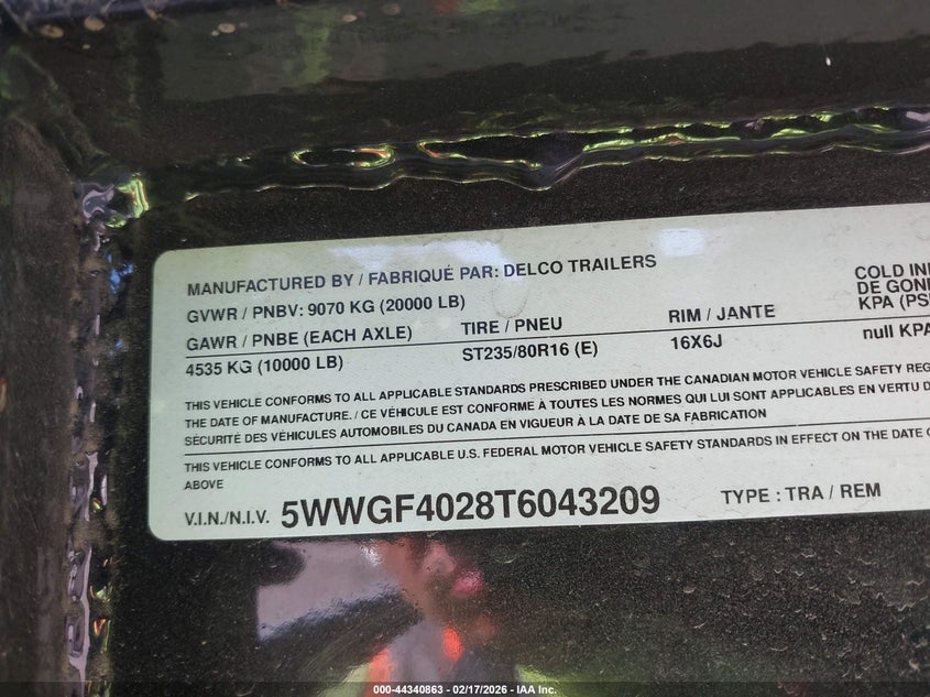 2026 OTHER DELCO FLATBED TRAILER | 5WWGF4028T6043209 | Bid Export