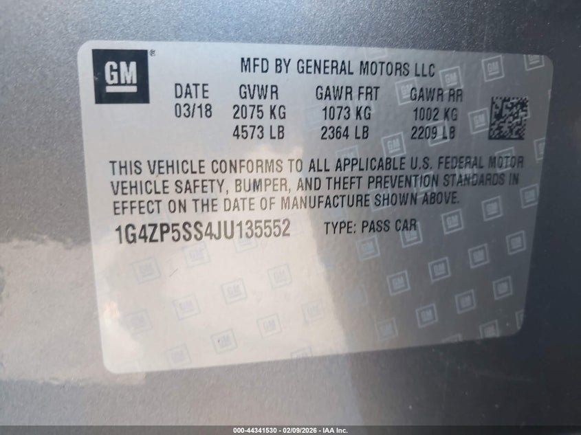 2018 Buick Lacrosse Essence VIN: 1G4ZP5SS4JU135552 Lot: 44341530