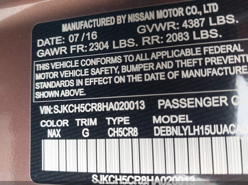 2017 Infiniti Qx30 Premium VIN: SJKCH5CR8HA020013 Lot: 44341893