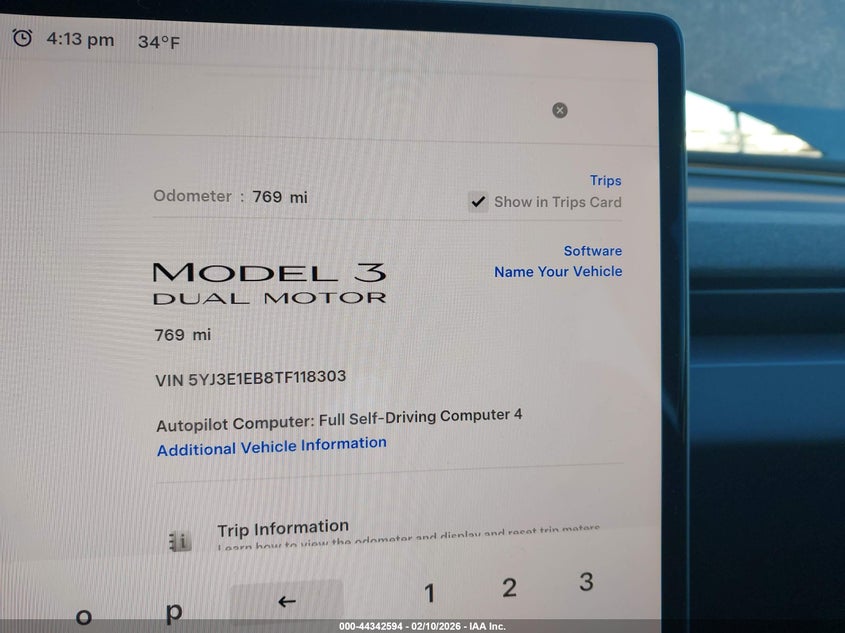 2026 Tesla Model 3 Premium All-Wheel Drive VIN: 5YJ3E1EB8TF118303 Lot: 44342594