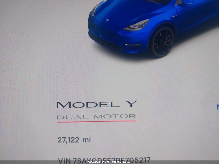 2023 Tesla Model Y Performance Dual Motor All-Wheel Drive VIN: 7SAYGDEF7PF705217 Lot: 44344113
