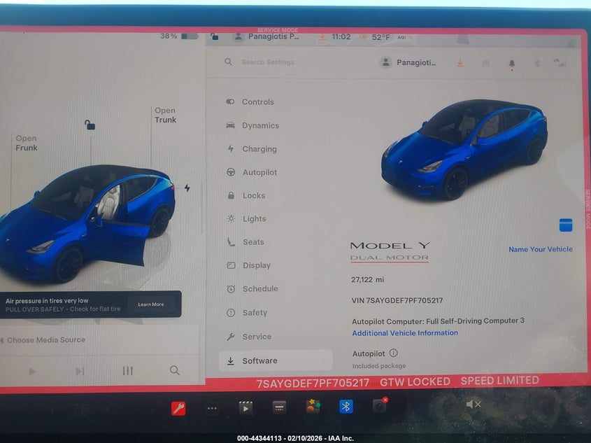 2023 Tesla Model Y Performance Dual Motor All-Wheel Drive VIN: 7SAYGDEF7PF705217 Lot: 44344113