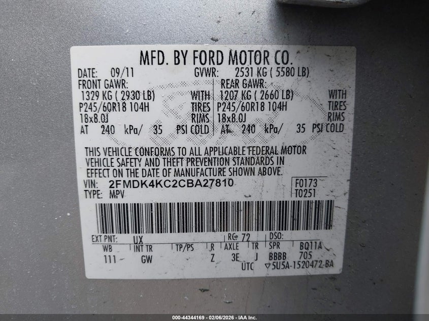 2FMDK4KC2CBA27810 2012 Ford Edge 3.5 Limited silver