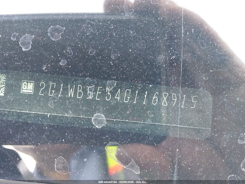 2016 Chevrolet Impala Limited Lt VIN: 2G1WB5E34G1168915 Lot: 44345154