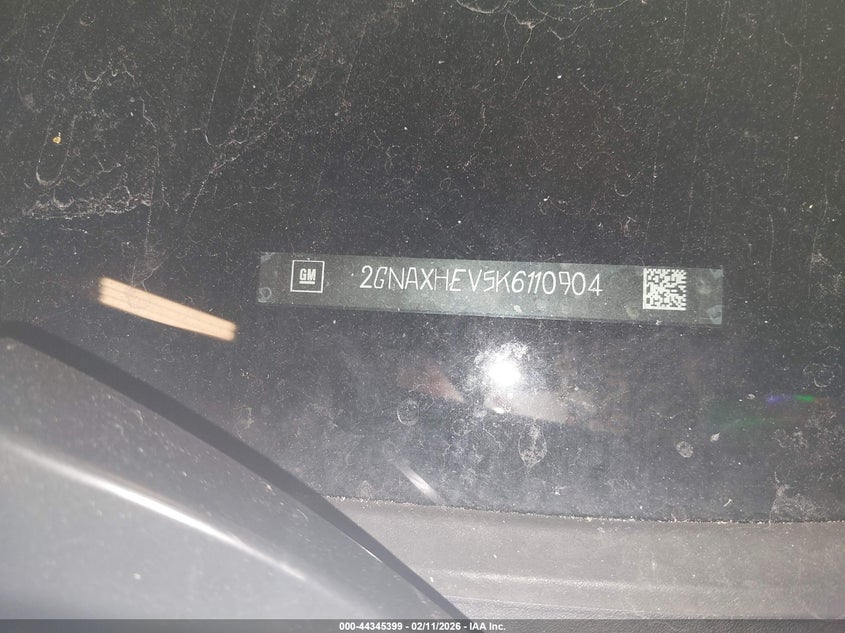 2019 Chevrolet Equinox Ls VIN: 2GNAXHEV5K6110904 Lot: 44345399