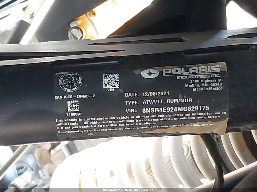 2021 Polaris Rzr Pro Xp 4 Sport VIN: 3NSR4E924MG629175 Lot: 44345712