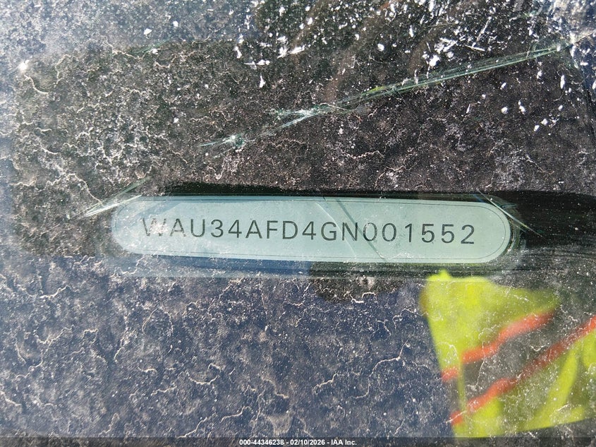 2016 Audi A8 L 3.0T VIN: WAU34AFD4GN001552 Lot: 44346238