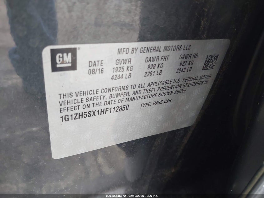 2017 Chevrolet Malibu Premier VIN: 1G1ZH5SX1HF112850 Lot: 44346972