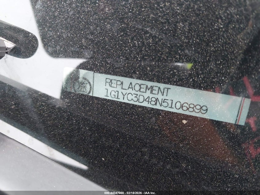 2022 Chevrolet Corvette Stingray Rwd 3Lt VIN: 1G1YC3D48N5106899 Lot: 44347000