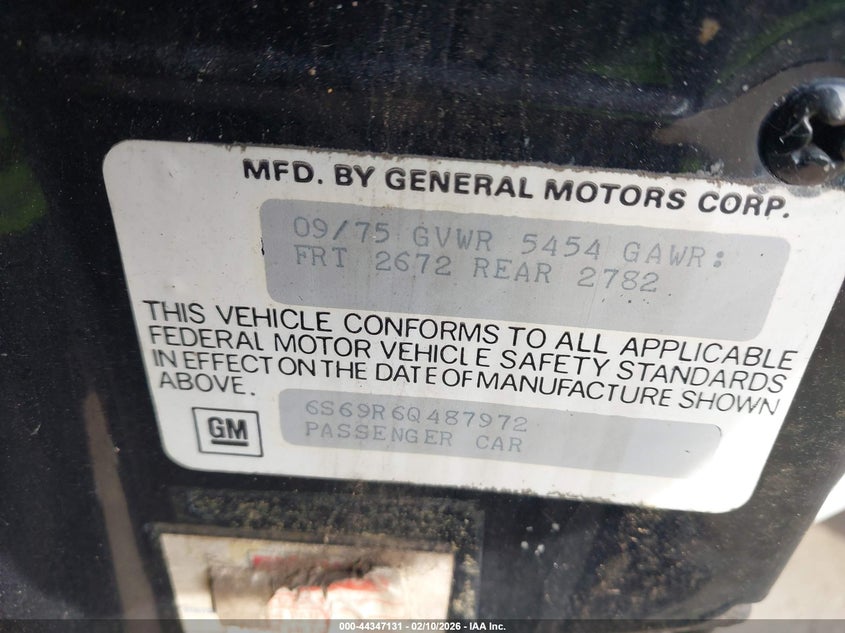 1976 Cadillac Seville VIN: 00006S69R6Q487972 Lot: 44347131