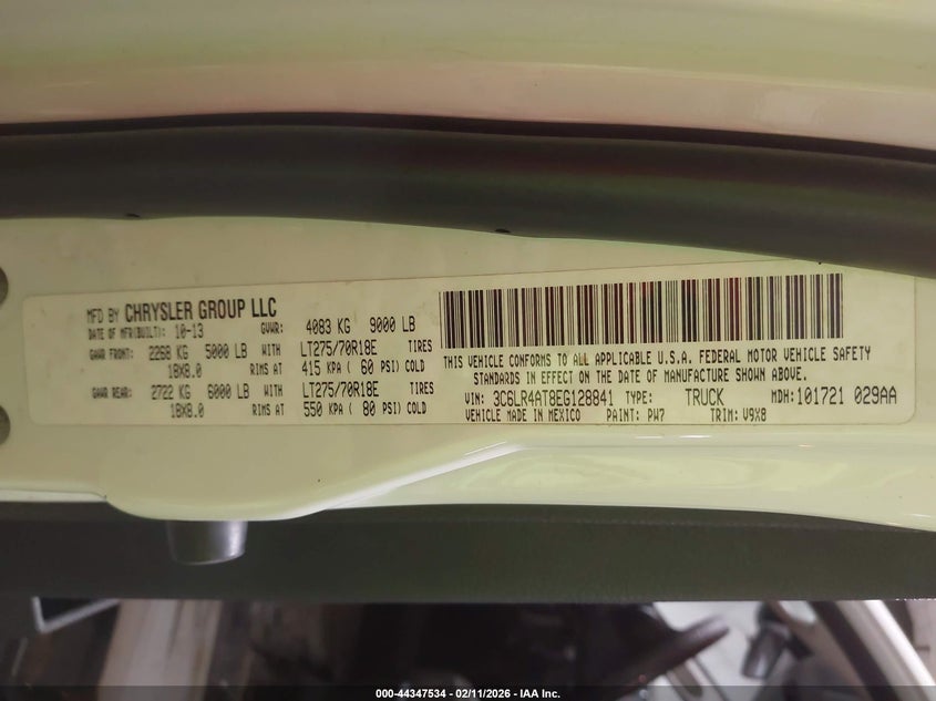 2014 Ram 2500 Tradesman VIN: 3C6LR4AT8EG128841 Lot: 44347534