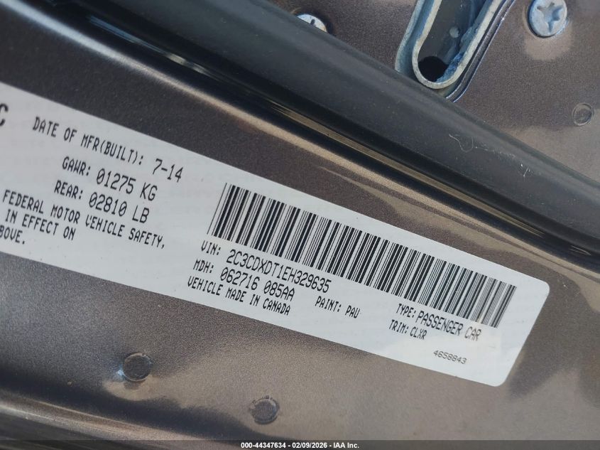 2014 Dodge Charger R/T Plus VIN: 2C3CDXDT1EH329635 Lot: 44347634