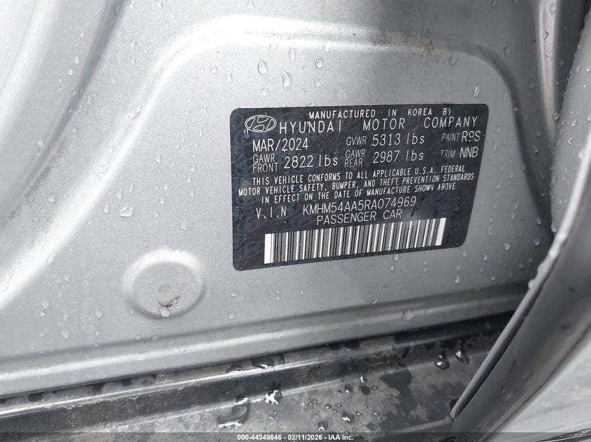 2024 Hyundai Ioniq 6 Limited VIN: KMHM54AA5RA074969 Lot: 44348646