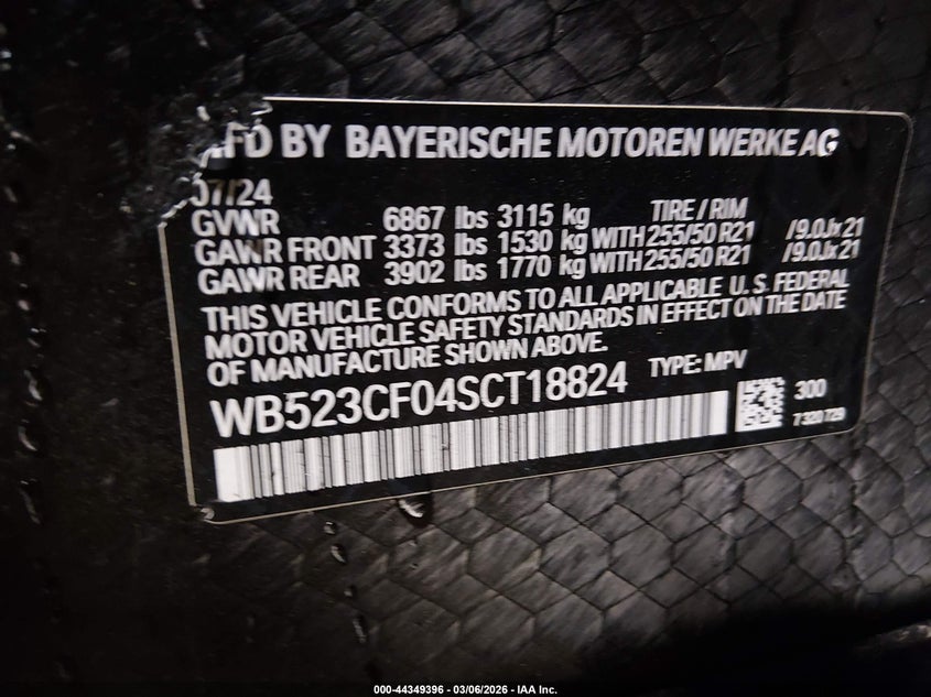 2025 BMW Ix xDrive50 VIN: WB523CF04SCT18824 Lot: 44349396