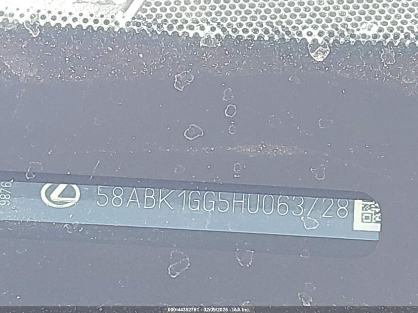 2017 Lexus Es 350 VIN: 58ABK1GG5HU063728 Lot: 44352781