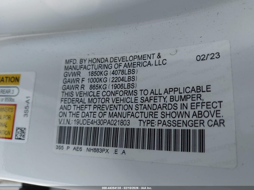 2023 Acura Integra A-Spec VIN: 19UDE4H30PA021803 Lot: 44354138