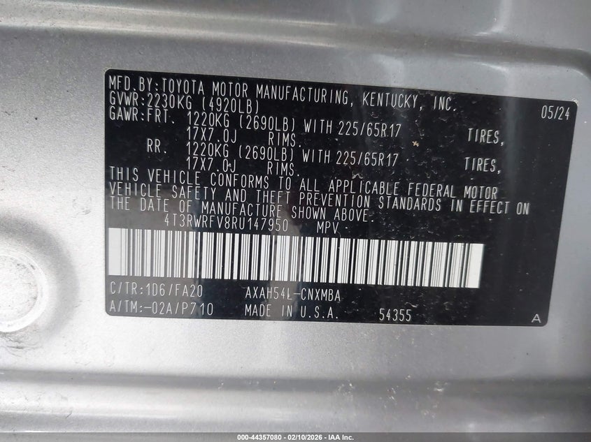 VIN 4T3RWRFV8RU147950 2024 TOYOTA RAV4 HYBRID XLE