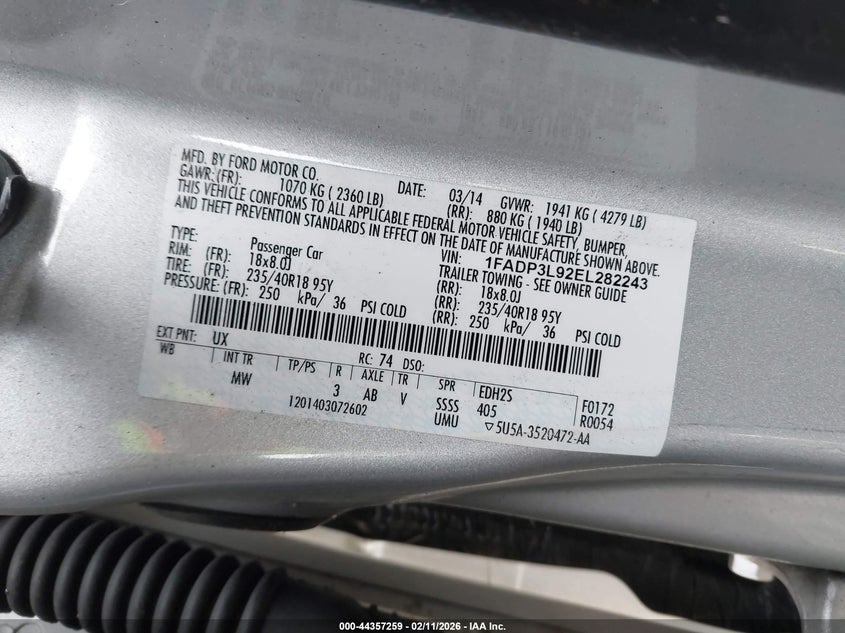 2014 Ford Focus St VIN: 1FADP3L92EL282243 Lot: 44357259